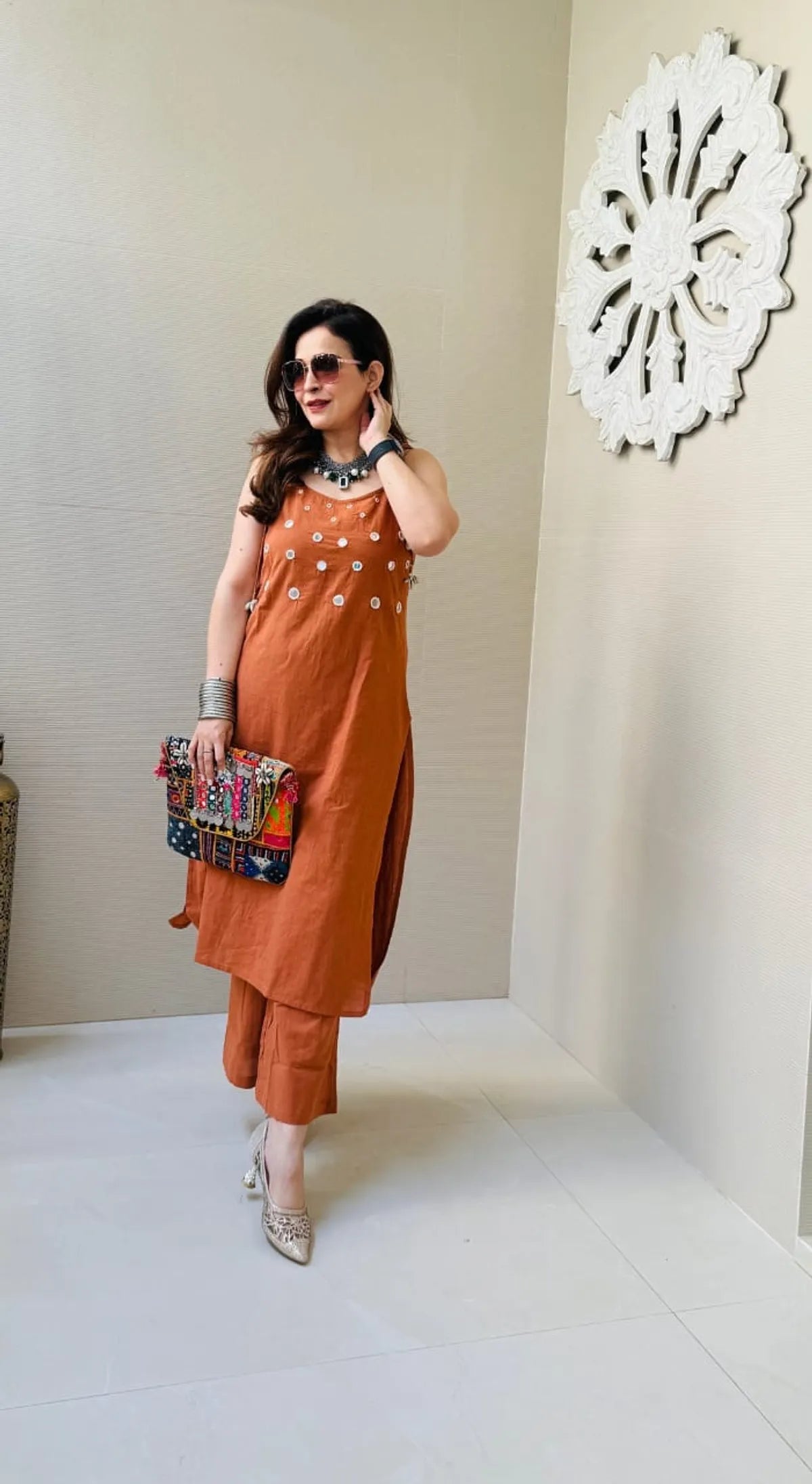 Light Brown Premium Cotton Slub Co-ord Set For Women